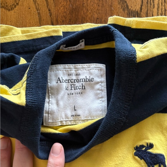 Abercrombie & Fitch Blue and Yellow Striped Tee - Picture 4 of 4
